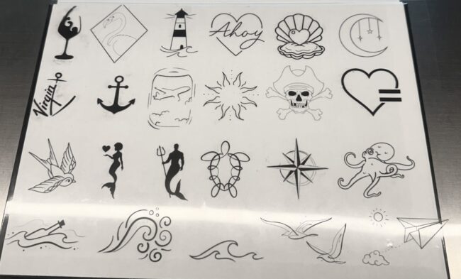 Cruise Ship Tattoo Squid Ink Virgin Squid Inc Getting a tattoo on a cruise ship Flash Sheet