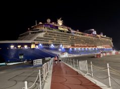 Celebrity Silhouette Caribbean Cruise Review: Fort Lauderdale, Aruba, Curaçao, and Grand Cayman Celebrity Silhouette cruise ship docked in Aruba at night