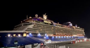 Celebrity Silhouette Cruise Review: Fort Lauderdale, Aruba, Curaçao, and Grand Cayman Celebrity Silhouette cruise ship docked in Aruba at night